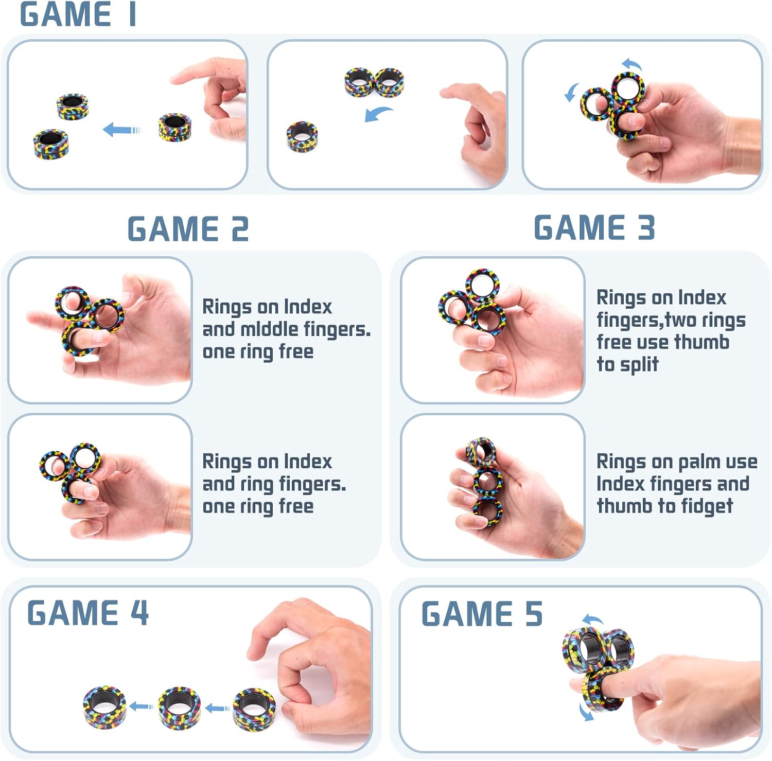 Magnetic Rings Fidget Toy Set  - Fidget Spinner Bearing 리뷰 및 가격