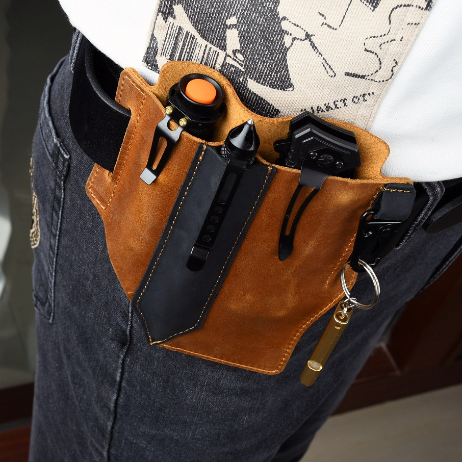 Men Travel Tactical Waist Bag  - Leather Edc. Carry Pouch 리뷰 및 가격