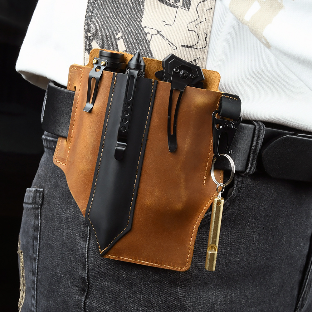 Men Travel Tactical Waist Bag  - Leather Edc. Carry Pouch 리뷰 및 가격