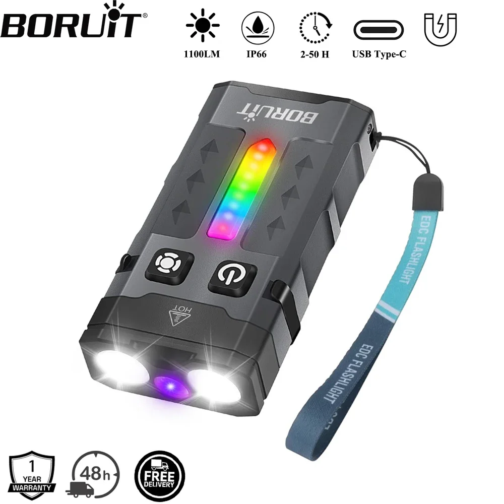 BORUiT EV20 1100LM EDC UV Keyc - Keychain Flashlight 리뷰 및 가격