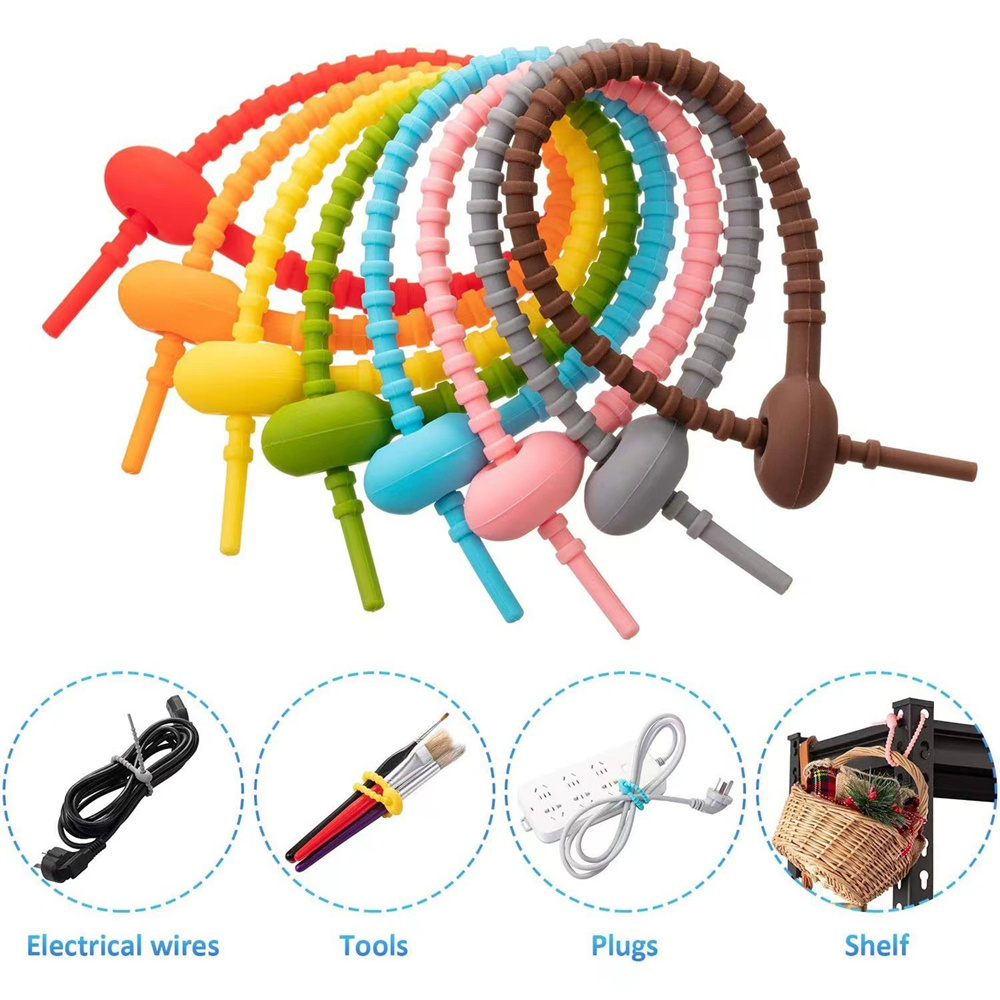 10Pcs/Lot Multi Color Silicone - Gear Tie Reusable 리뷰 및 가격